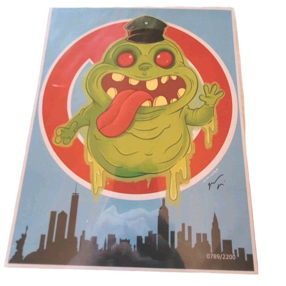 Slimer 8x10 Signed Chris Uminga Ghostbusters Fan Art Print #0789/2200 BAM Box